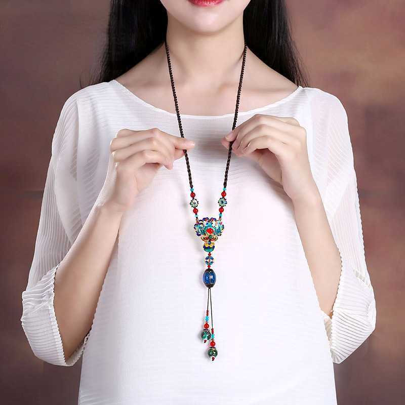 Skorter | Ethnic Style Sweater Chain, Long Hanging Ornament, Clothing Pendant, Accessories, Cloisonne Chain