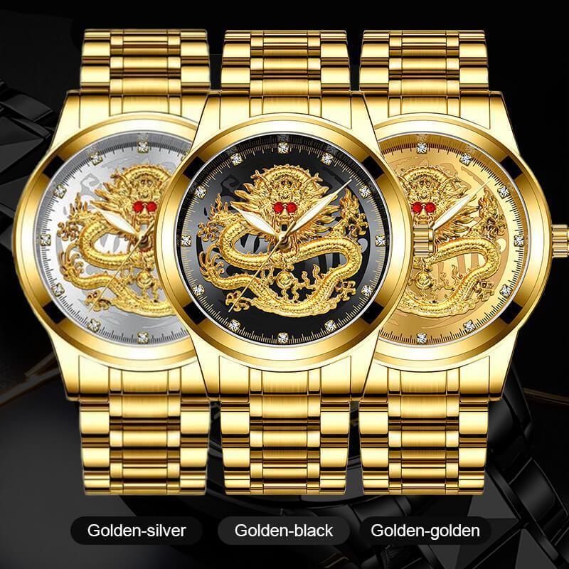 Skorter | Embossed Golden Dragon Watch