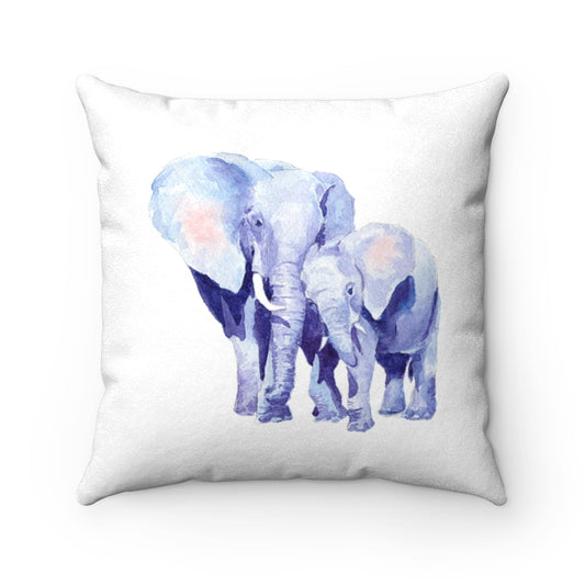 Skorter | and Baby Auspicious Elephant Double Sided Print Faux Suede Square Cushion