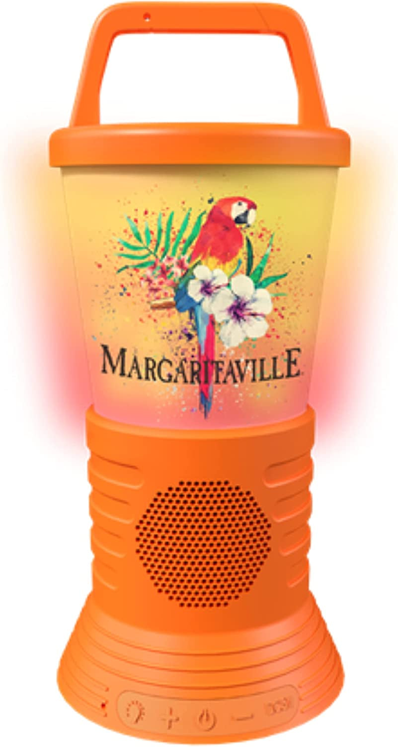 Skorter | Margaritaville Light The Way Lantern Wireless Speaker with 3 Colorful LED Light Modes, Waterproof Bluetooth Speaker, 5 Hours Playtime, Table Lamp Outdoor Speaker with True Wireless Pairing