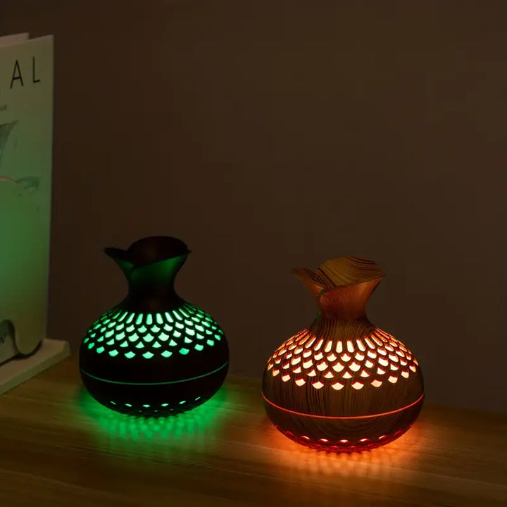 Skorter | Aromatherapy air humidifier with LED – Diffuser in wood look & night light