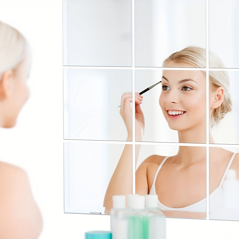 Skorter | 4-piece Set Acrylic Mirror - Break-resistant, One-piece Mirror for Wall Mounting, Square