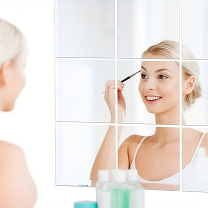 Skorter | 4-piece Set Acrylic Mirror - Break-resistant, One-piece Mirror for Wall Mounting, Square