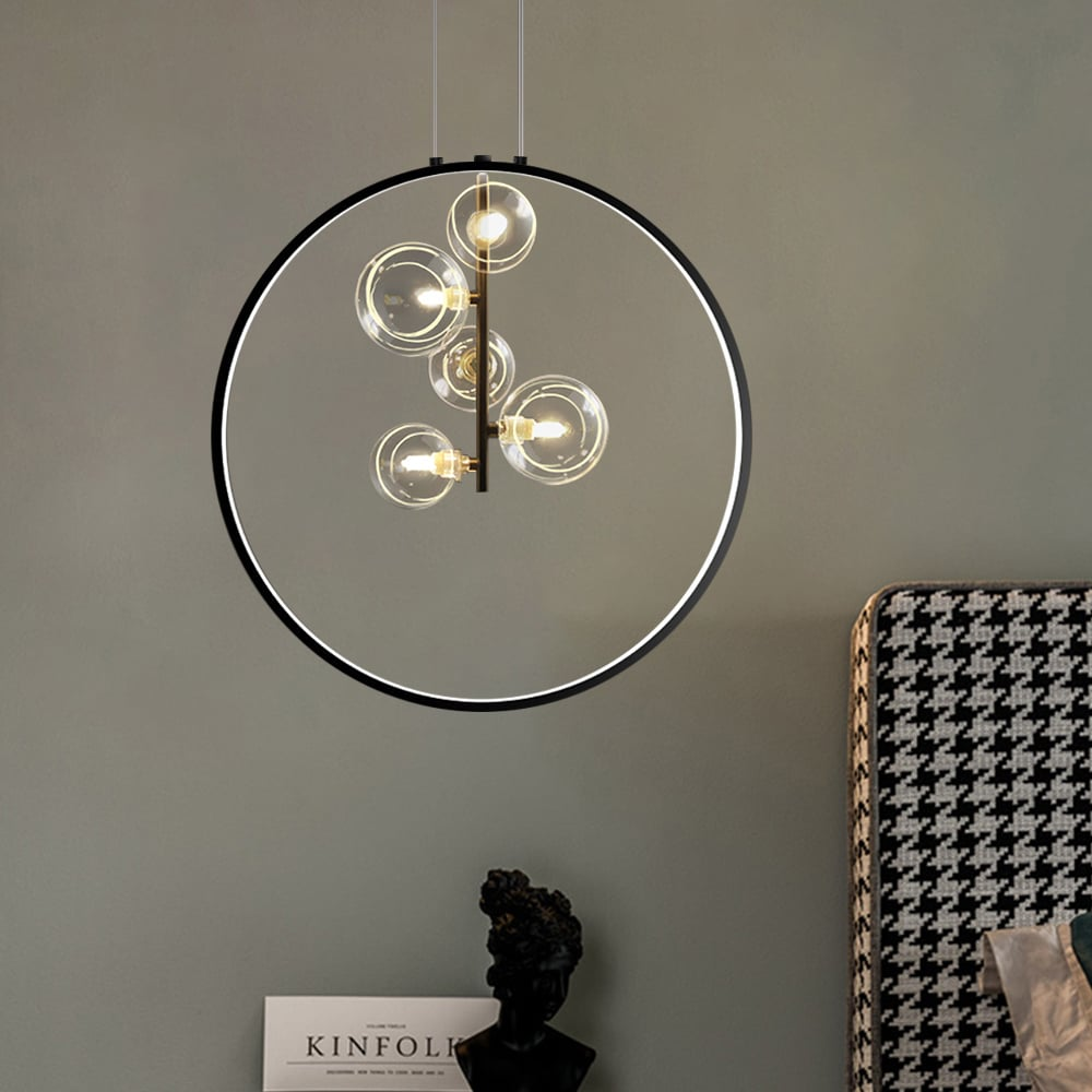 Skorter | LumoGlobe – Minimalist Black Pendant Lamp with Glass LED Sphere
