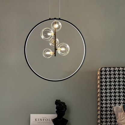 Skorter | LumoGlobe – Minimalist Black Pendant Lamp with Glass LED Sphere
