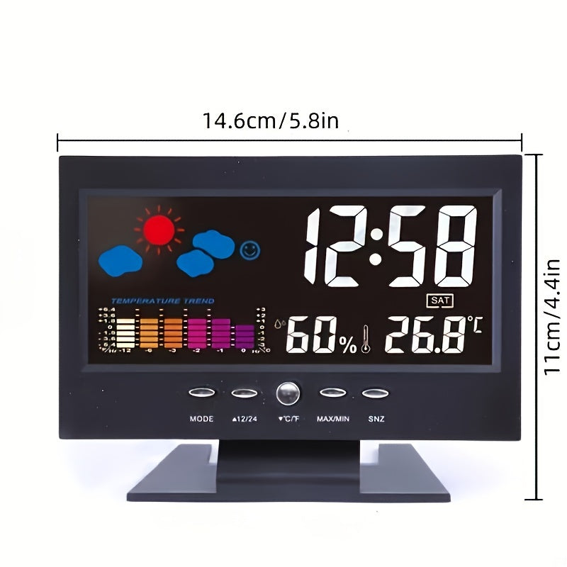 Skorter | SilentTime - Silent Digital Alarm Clock with Temperature & Humidity Display