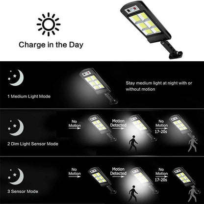 skorter | 200w Outdoor Solar LED Lamp With Remote Control, Motion And Twilight Sensor
