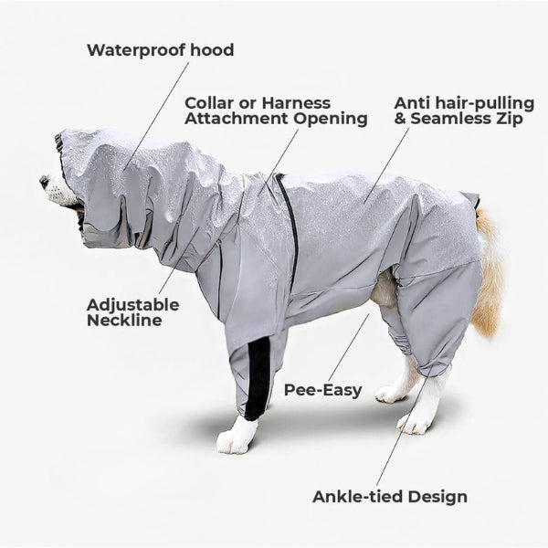 Skorter | Dog Rain Coat with Legs - Waterproof Dog Jacket for Small and Large Breeds | UK Cozy Winter Wear