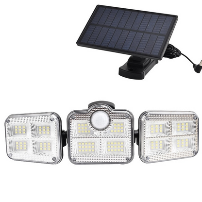Skorter | Solar LED floodlight with motion sensor – 3-beam outdoor lighting for garden, yard, and garage