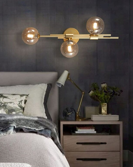 Skorter | 3 Head Glass Ball Wall Lamp - Amber