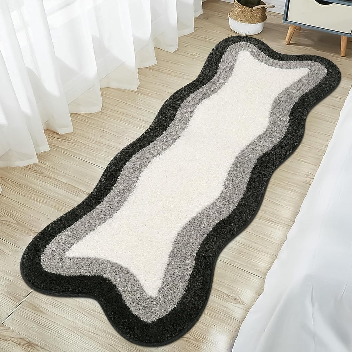 Skorter | Black Gradient Bath Mats, Carpet for Bathrooms, Cute Non-Slip Irregular Carpet for Shower Room