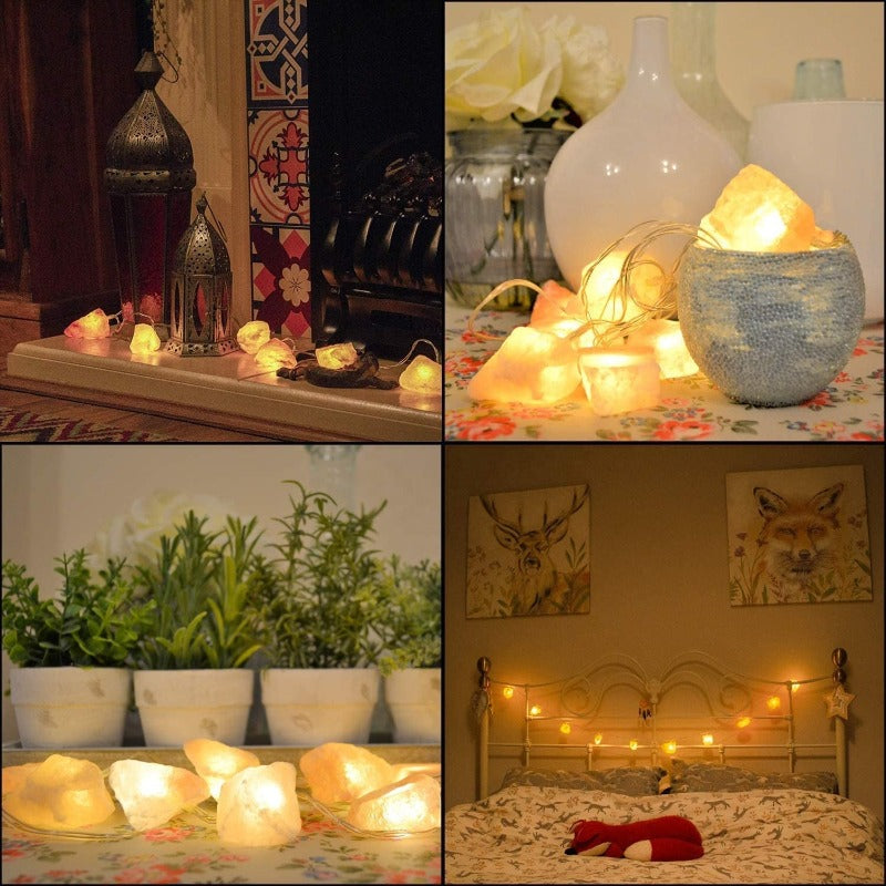 Skorter | SolaraGleam Himalayan Salt String Lights | Warm Amber Light | Portable Natural Crystal Decoration for Home