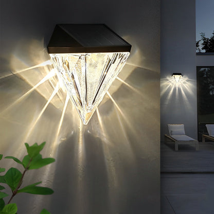Skorter | 2 Pieces Geometric LED Waterproof Black Solar Wall Lamp