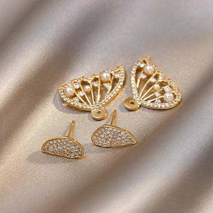 Skorter | Butterfly earrings with pearls and diamonds