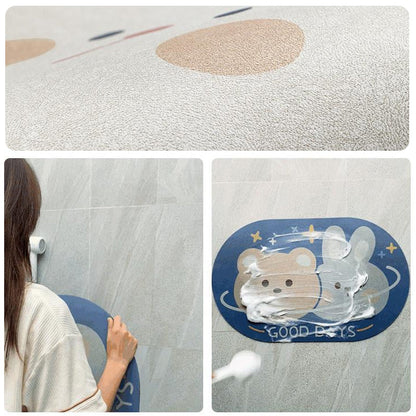 skorter | Cartoon Anti-Slip Bath Mat, Washable Quick Drying Antibacterial Foot Mat