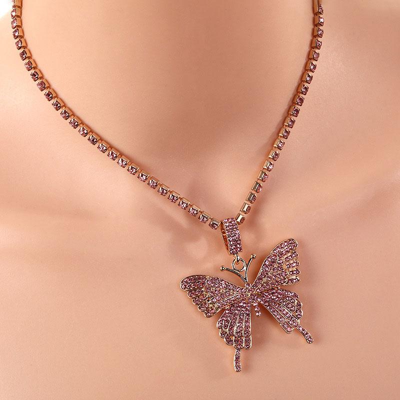 Skorter | Crystal Pave Butterfly Pendant Necklace