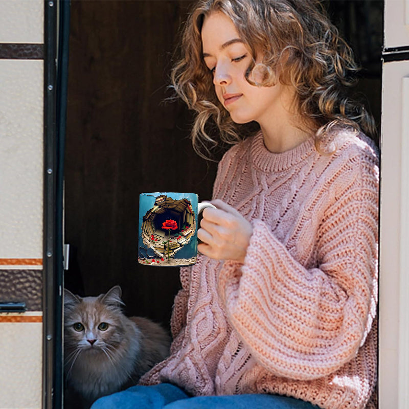 skorter | 3d Floral Book Shelf Rissloch Coffee Mug