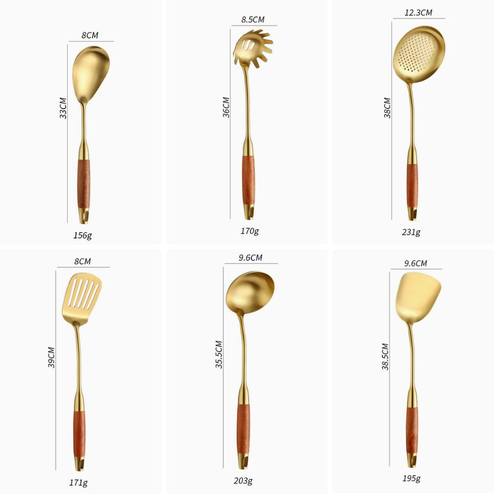 Skorter | Chef’s Choice Golden Kitchen Utensils | 6pcs Set