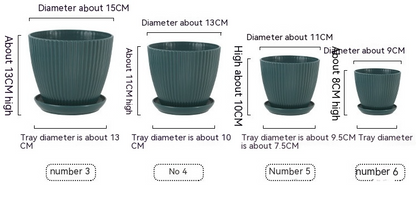 Skorter | Flower pot with groove structure and saucer – Sturdy plastic pot for plants