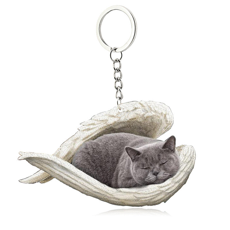 Skorter | Acrylic Cat Angel Keychain