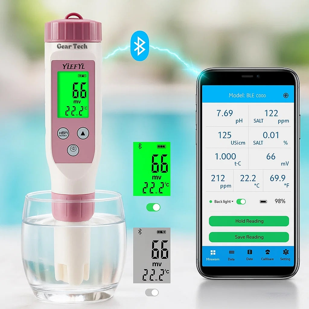 Skorter | Digital Pool Tester – Measuring device for pH and chlorine for easy pH measurement in pool water