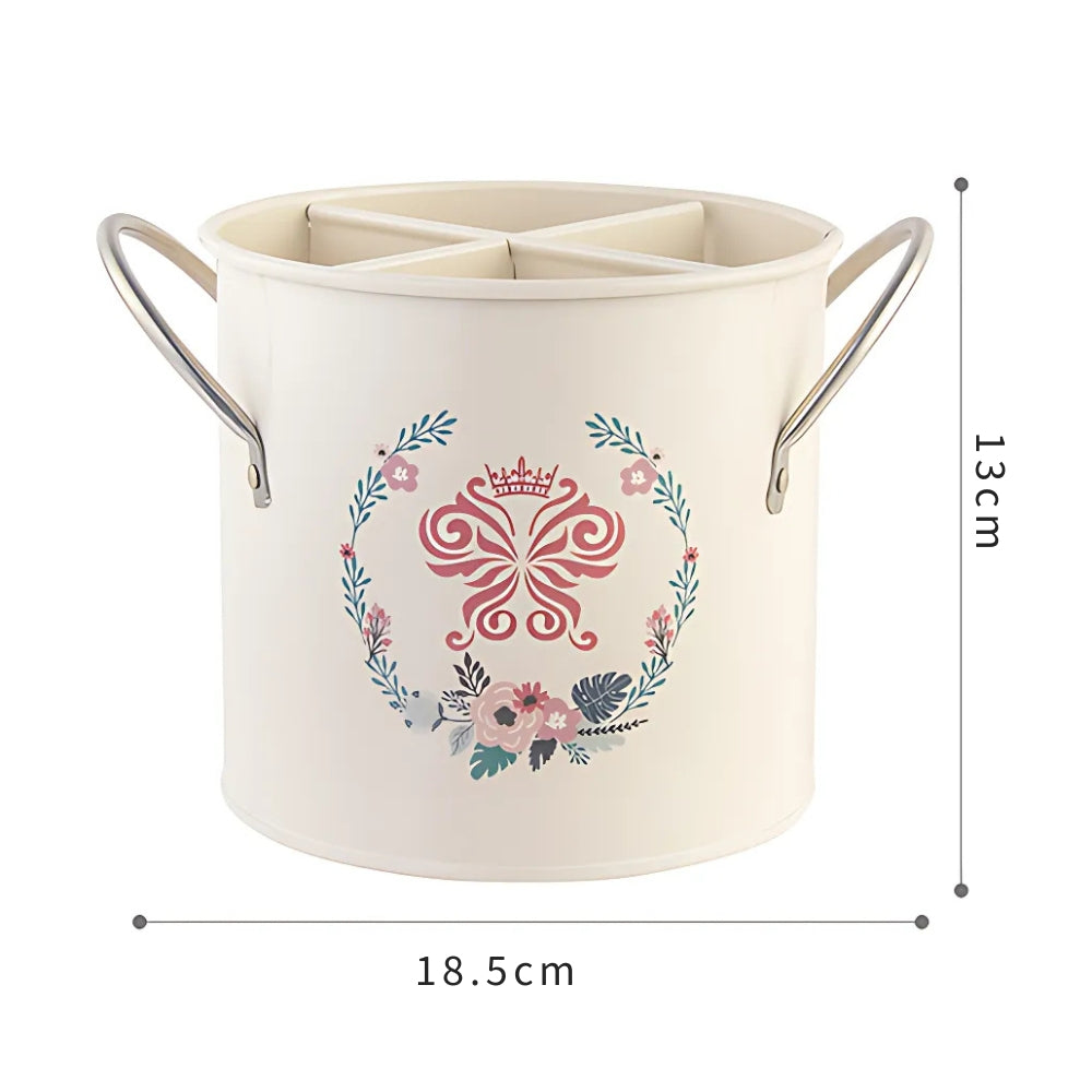 Skorter | Floral Utensil Storage Basket with Divider Lid