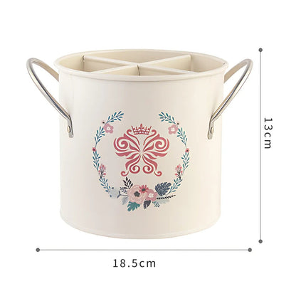 Skorter | Floral Utensil Storage Basket with Divider Lid