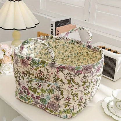 Skorter | Floral Canvas Storage Basket for Home Organization