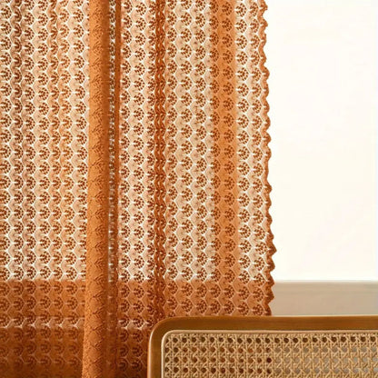 Skorter | Amber Glow Boho Crochet Window Curtain Panel