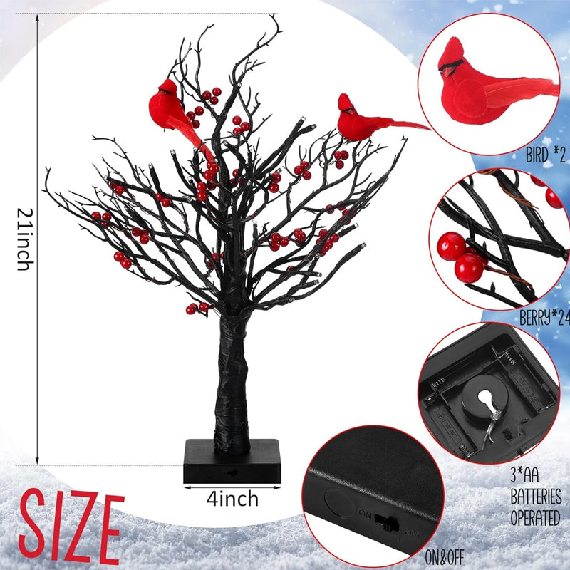 Skorter | Atmospheric Light Tree with Red Birds – Flexible LED Decoration Tree