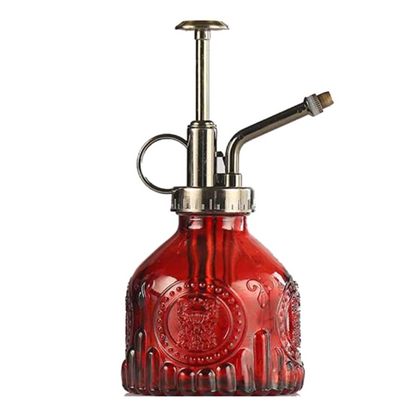 Skorter | Embossed glass bottle with metal nozzle – Plant sprayer for flower watering in vintage design