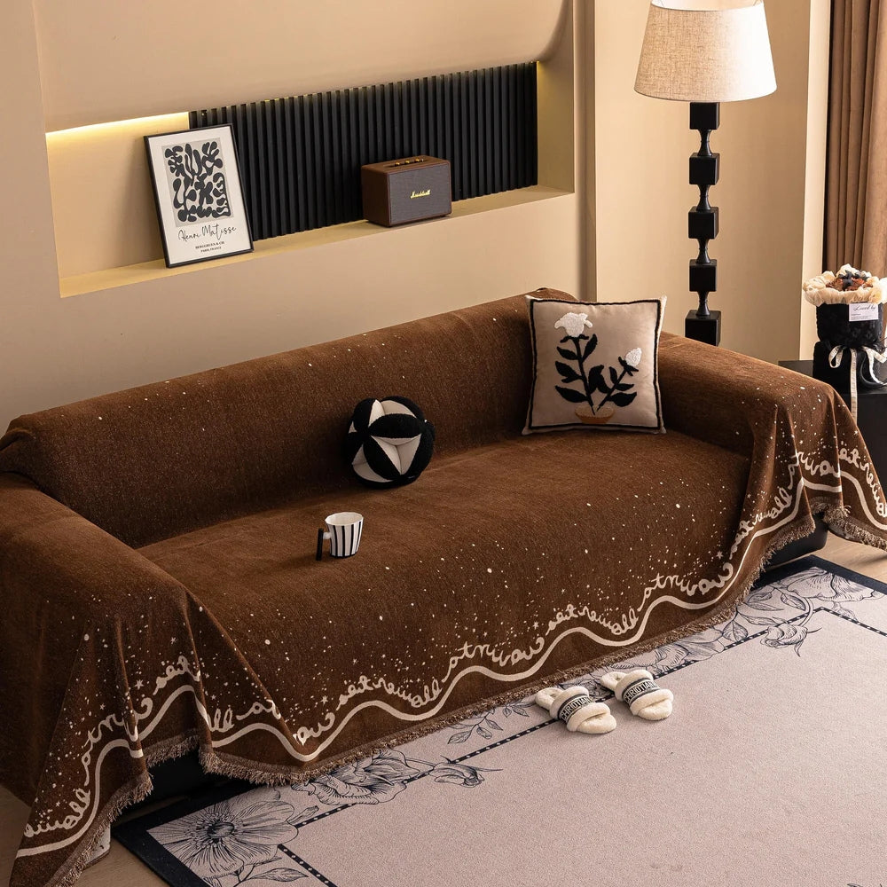 Skorter | Cursive Glittering Chenille Sofa Cover