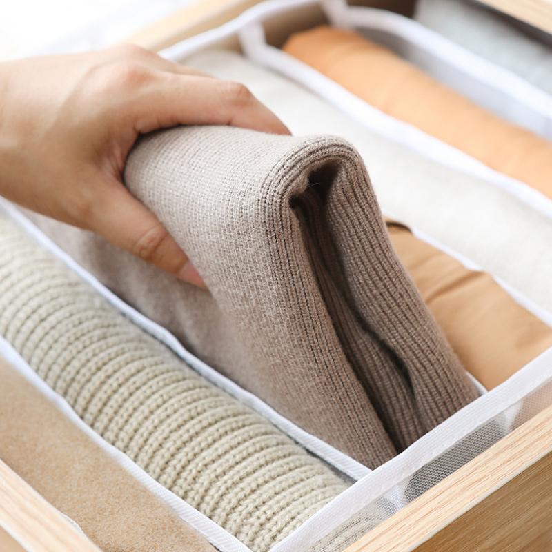 skorter | 7 Grid Wardrobe Clothing Mesh Divider Set Organizer
