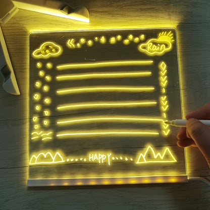 Skorter | USB LED Noteboard with 12 Colored Pens - Bright Message Board for Office & Home