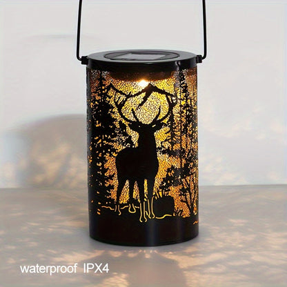 Skorter | LumiLicht - Solar Energy Iron Lantern with Deer and Forest Pattern