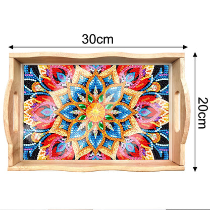 Skorter | DIY Diamond Painting Wooden Tray Food Tray with Handle Living Room Decoration Mandala Wooden Tray Kit