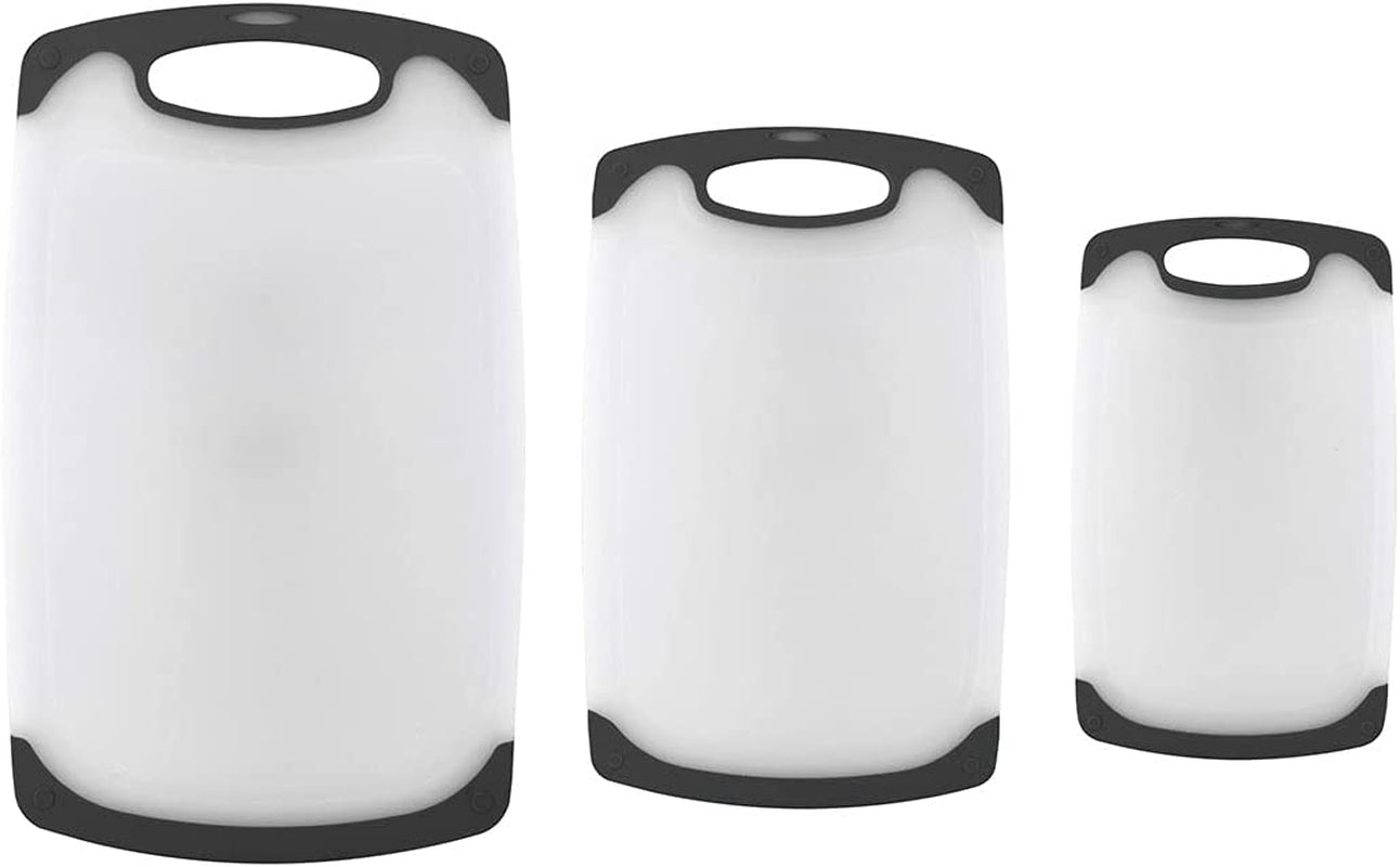 Skørter | Farberware Plastic Cutting Board with Non-Slip and Juice Grooves, 3-Piece, Maroon