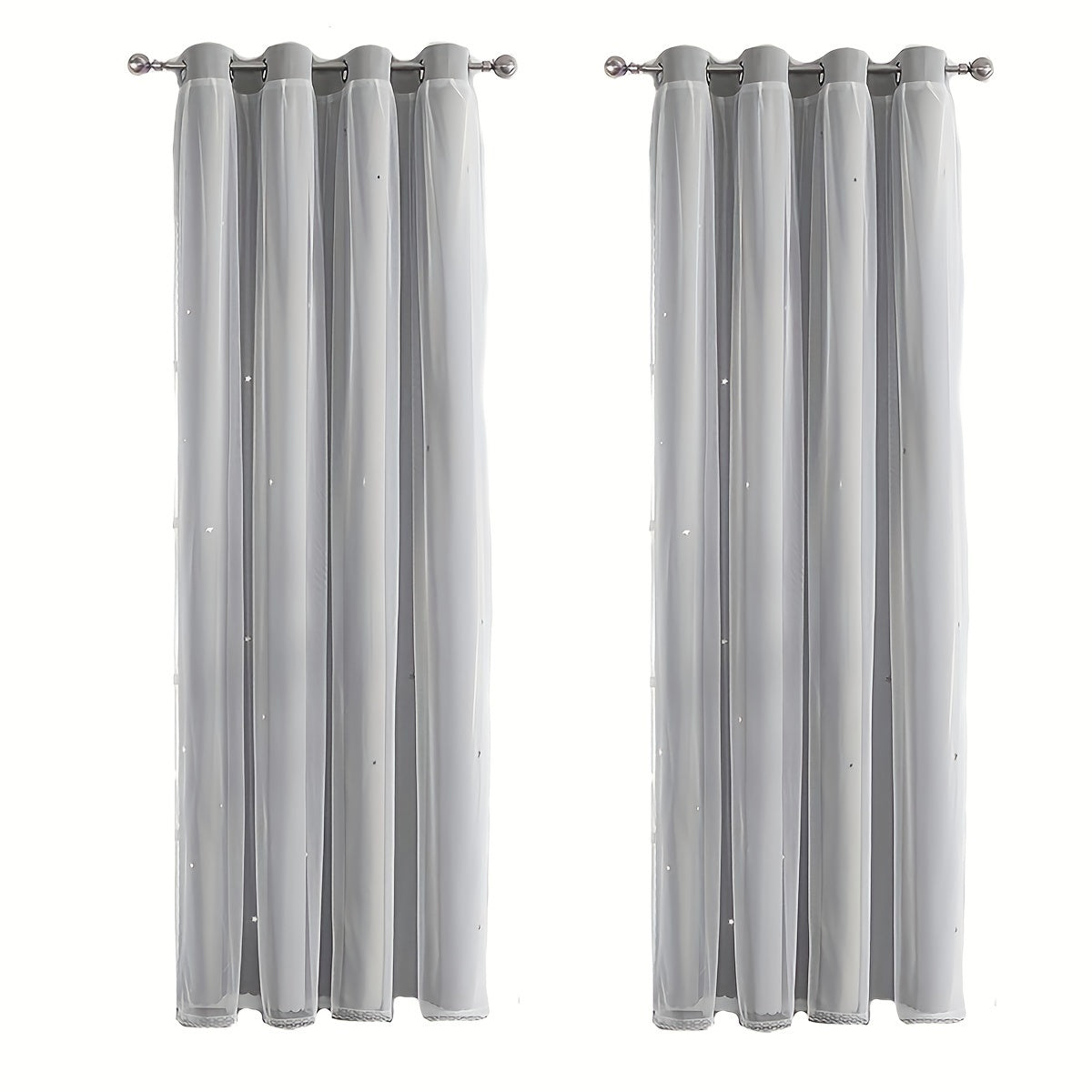 Skorter | 2-piece Set Romantic Double Layer Curtains - Semi-Blackout, Privacy Protecting