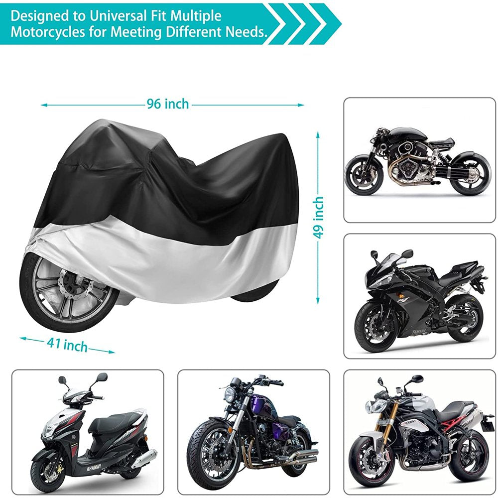 Skørter | XXL Motorcycle Cover Outdoor Waterproof, All-Year Motorcycle Sun Dust Cover - Black and Silver