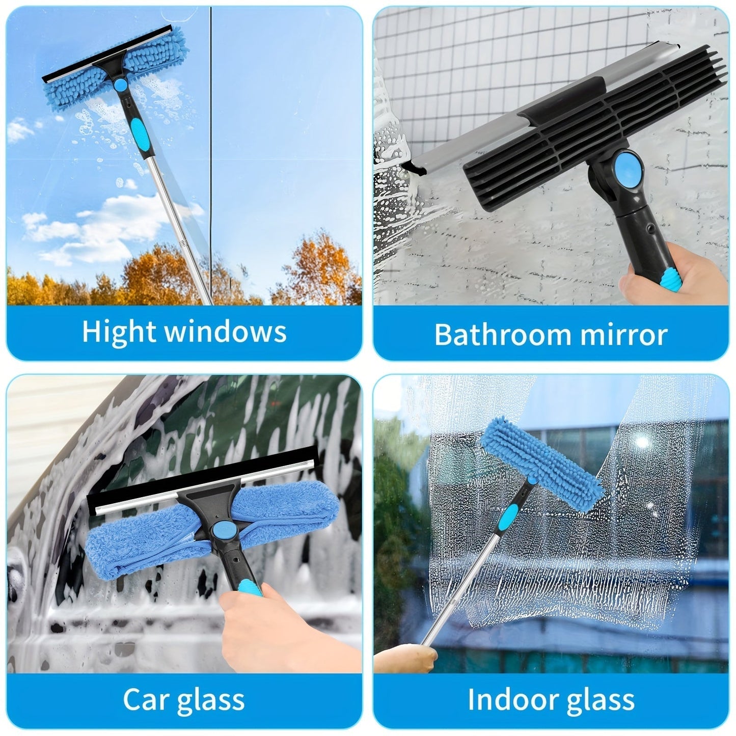 Skorter | Crystal Clear Window Cleaner – Professional 2-in-1 Telescopic Window and Glass Cleaning System