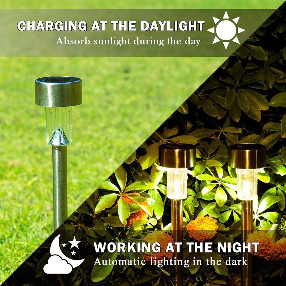 Skorter | Stainless steel outdoor pathway solar light - Waterproof, LED landscape lighting solar-powered light garden light for pathway patio courtyard
