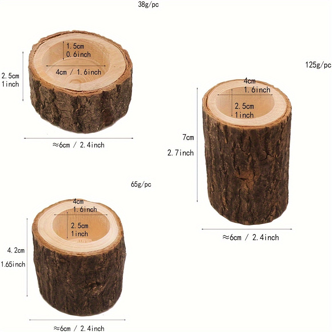 Skorter | 3-piece Set in Wood Candle Holders - 2.5 + 4.2 + 7cm