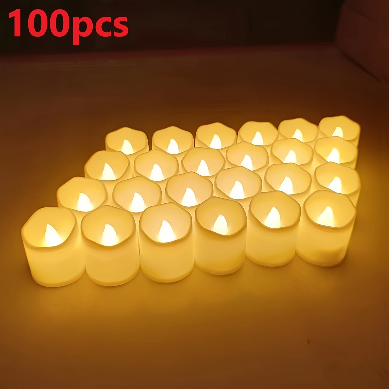 Skorter | 24/50/100 Pack flameless LED candles – battery-operated flickering tealights, smokeless and romantic for weddings and engagements