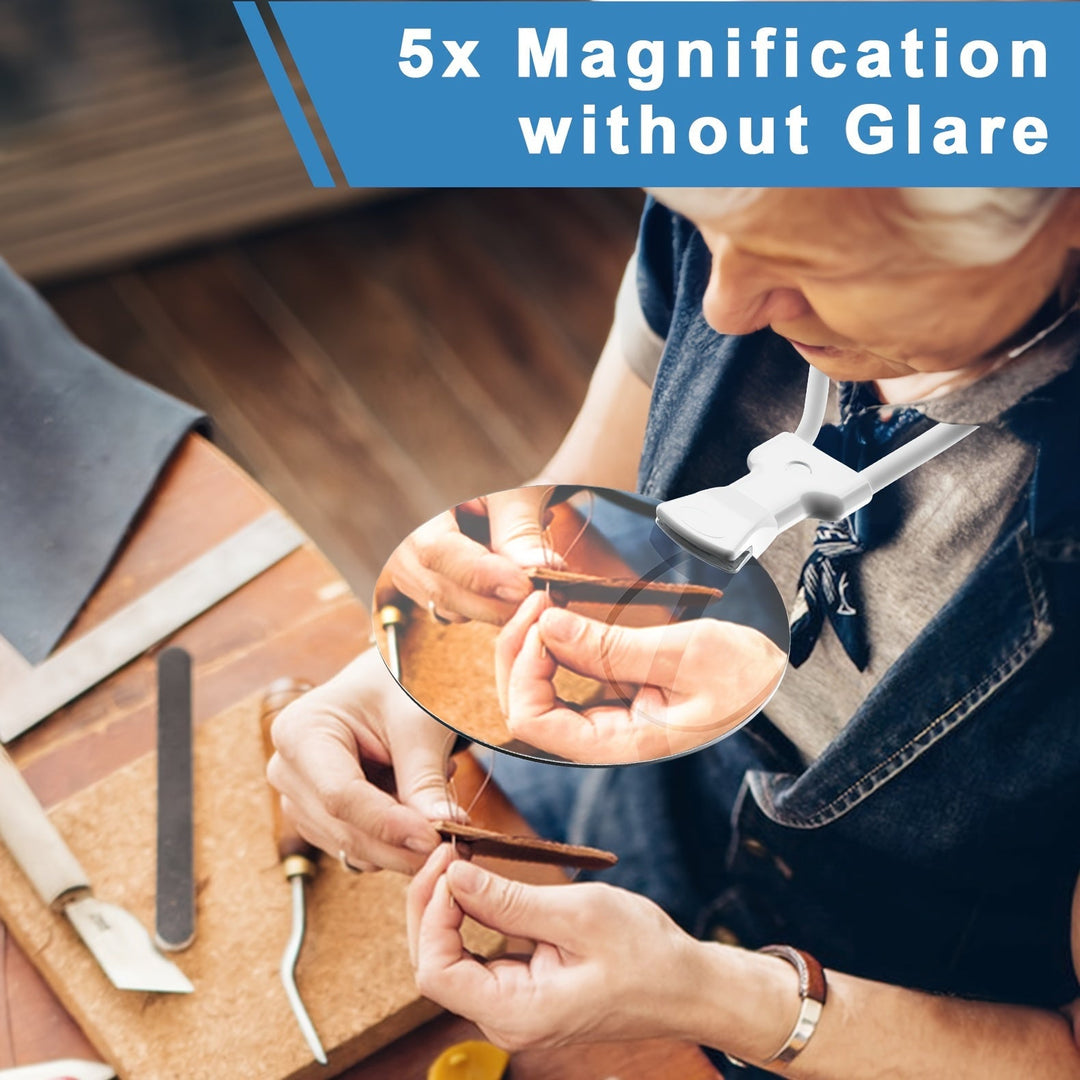 Skorter | 5X Magnifying Glass Pro – Hands-Free Adjustable Neck Loupe for Seniors and People with Visual Impairment – Perfect for Reading, Sewing, Crafting, and Inspecting