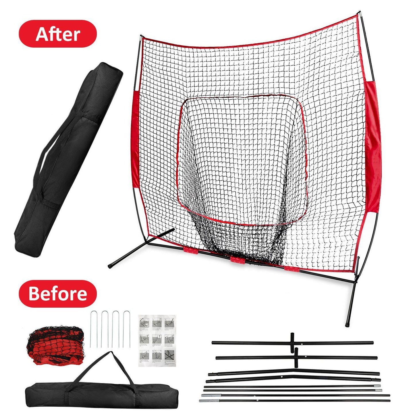Skorter | 7x7ft Training Net with Arc Frame Carry Bag for Solo Team Training