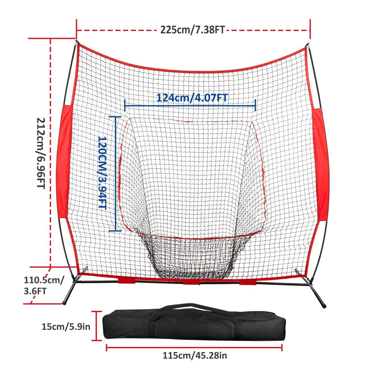Skorter | 7x7ft Training Net with Arc Frame Carry Bag for Solo Team Training