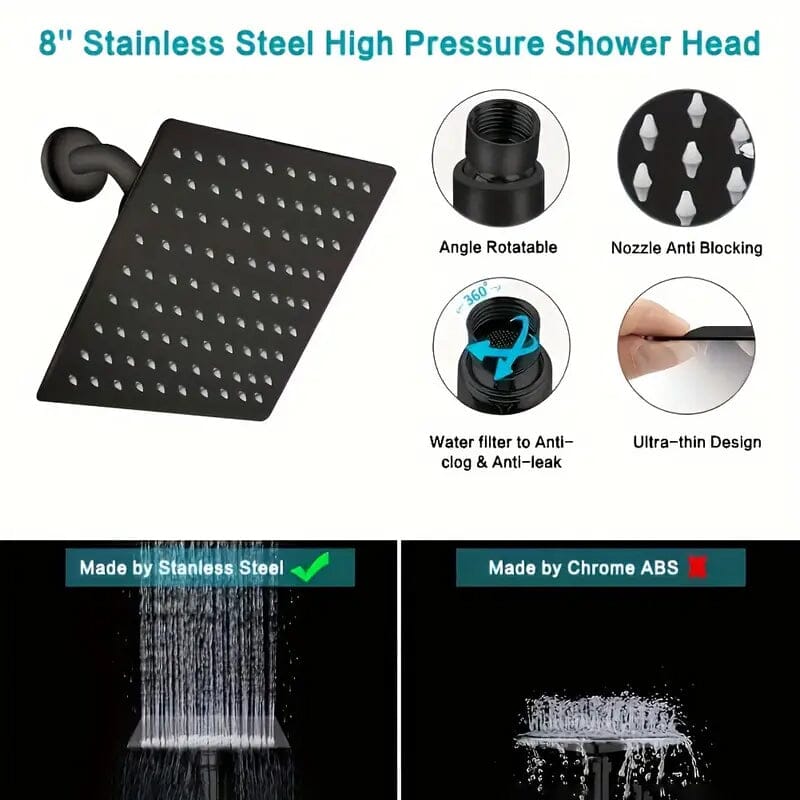 Skorter | 8-inch high pressure shower head with 11-inch adjustable extension arm