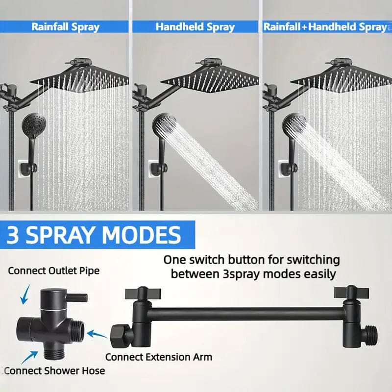 Skorter | 8-inch high pressure shower head with 11-inch adjustable extension arm