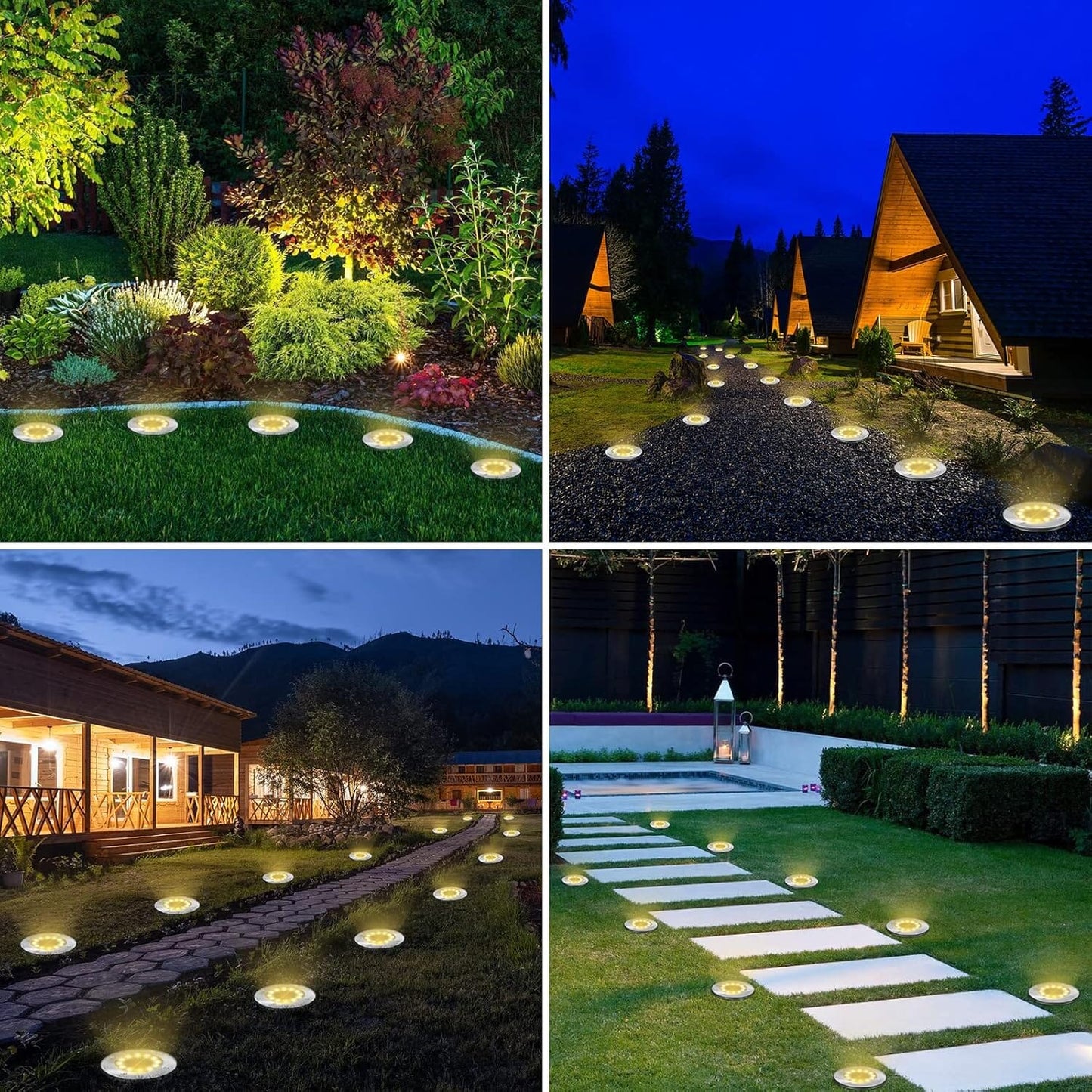 Skorter | 8-pack: 8 LED solar disk lights waterproof garden buried path lights