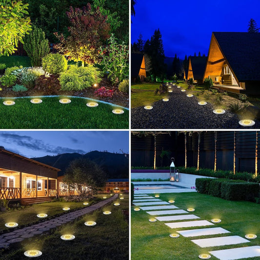 Skorter | 8-pack: 8 LED solar disk lights waterproof garden buried path lights